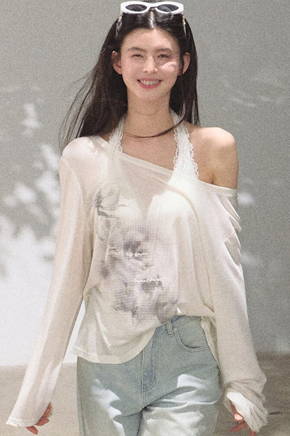 Asymmetrical Off-Shoulder Wool Modal Top
