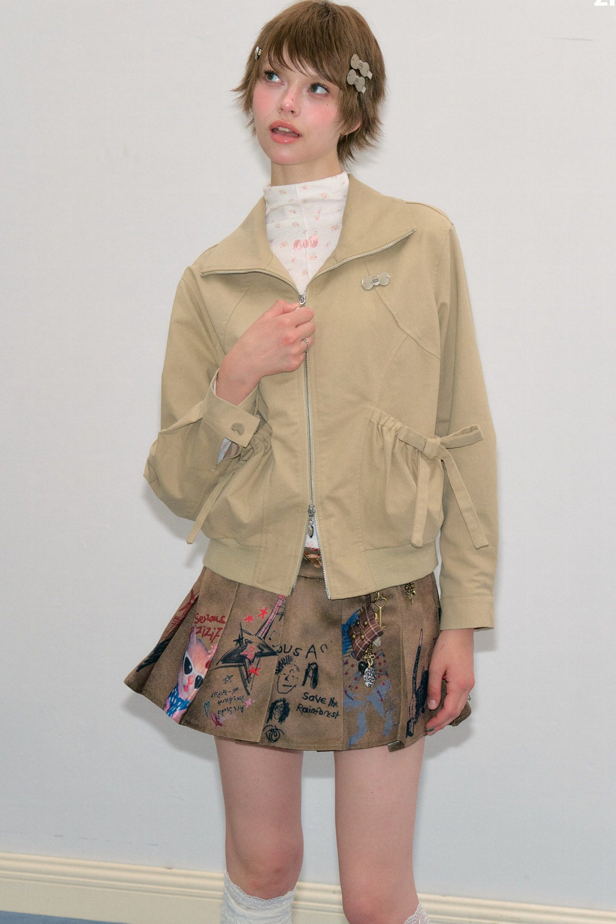 Khaki Lapel Work Jacket