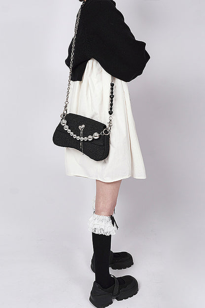 Pearl Pleated Crossbody Bag