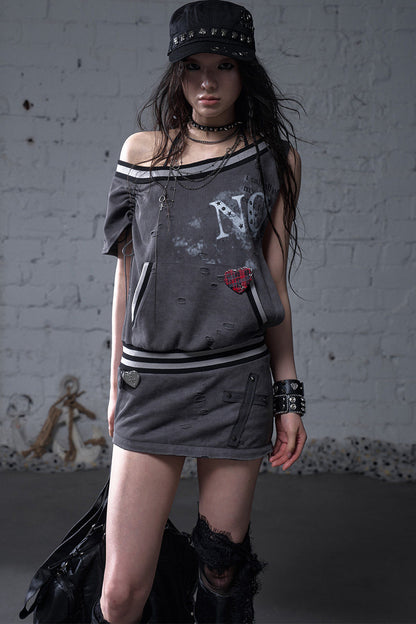 Distressed Punk Sleeveless Dress
