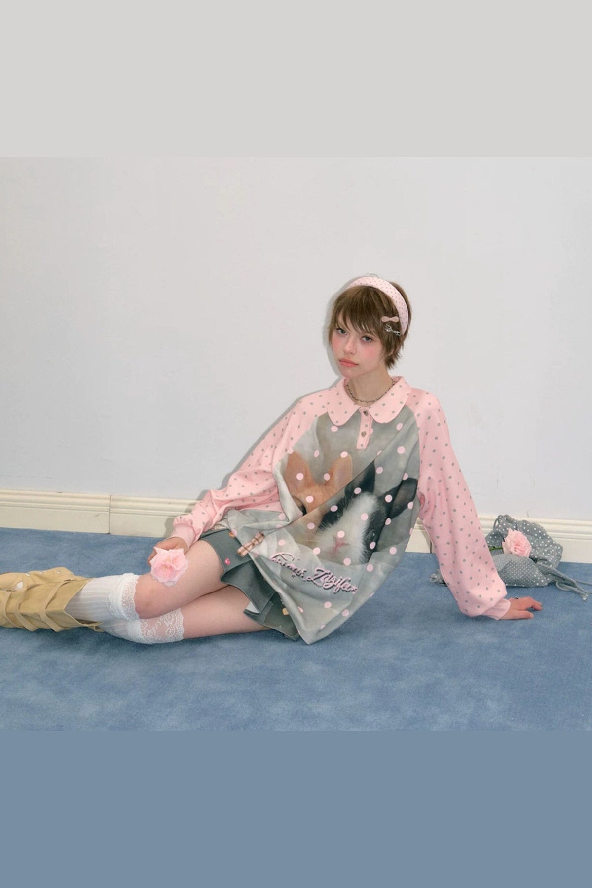 Pink Rabbit Polka Dot Sweatshirt