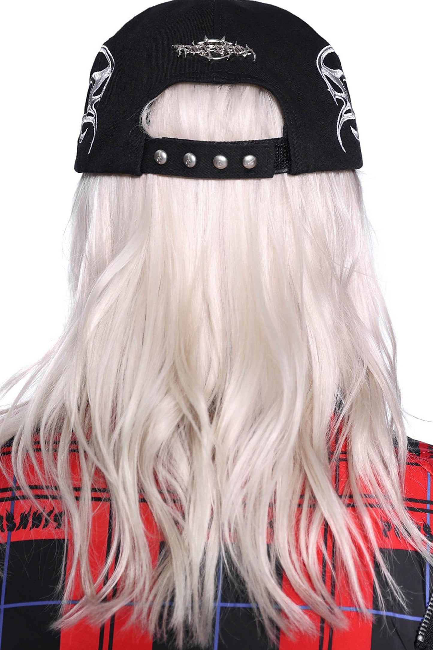 Black Red Embroidered Racing Stripe Baseball Cap