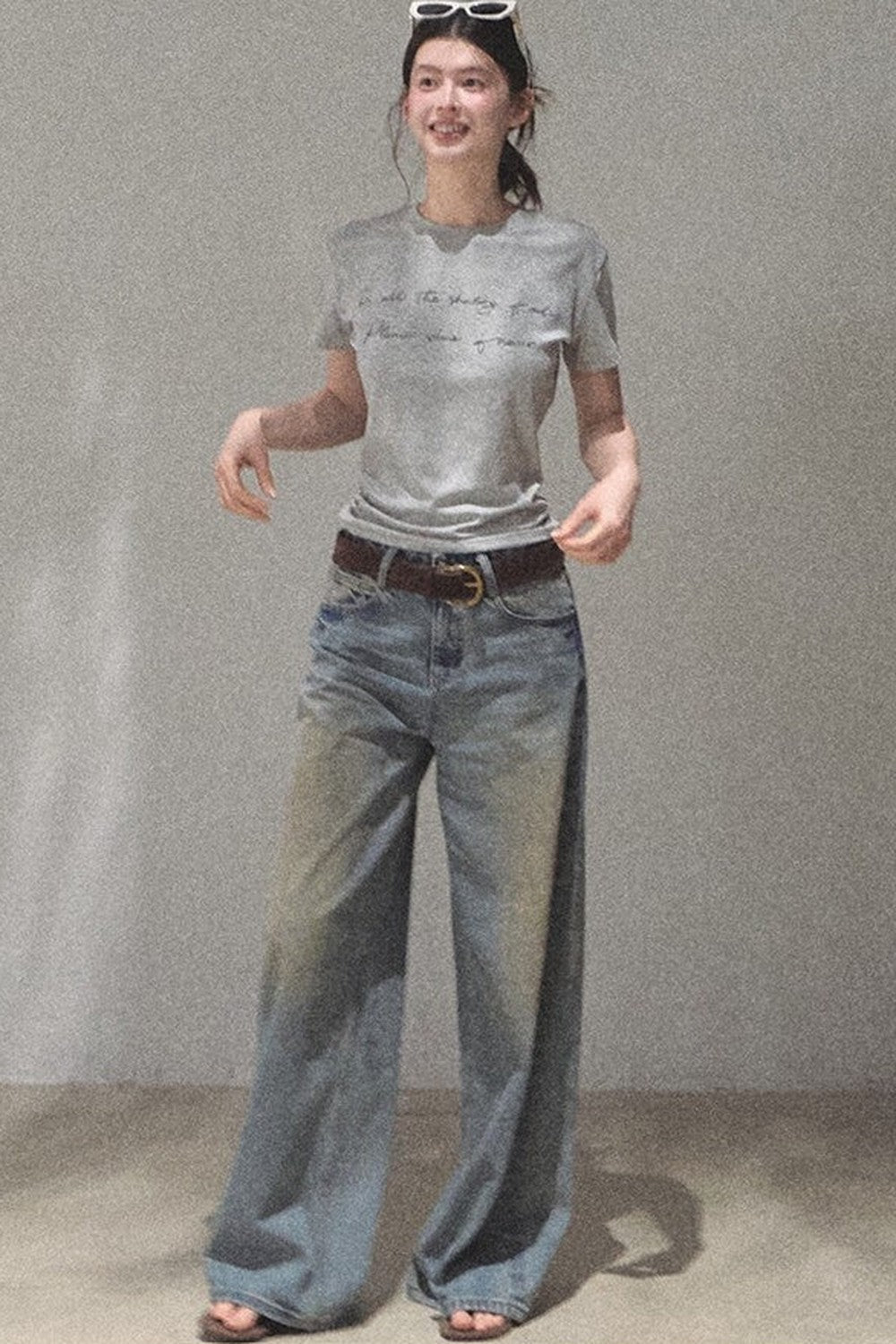 Vintage Hand-Painted Wide Leg Jeans Set