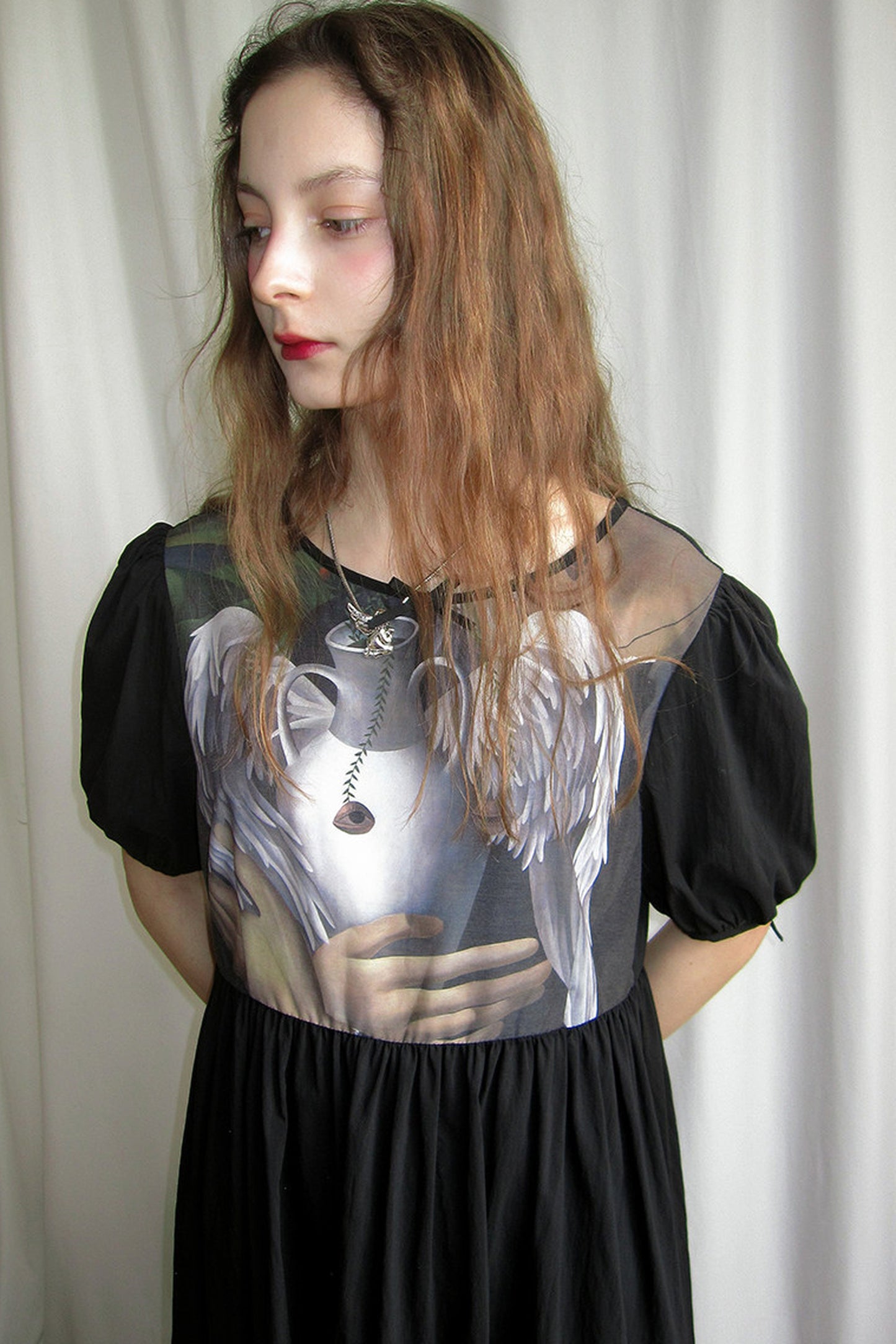 Tempera Oil Painting Print Short-Sleeved Dress