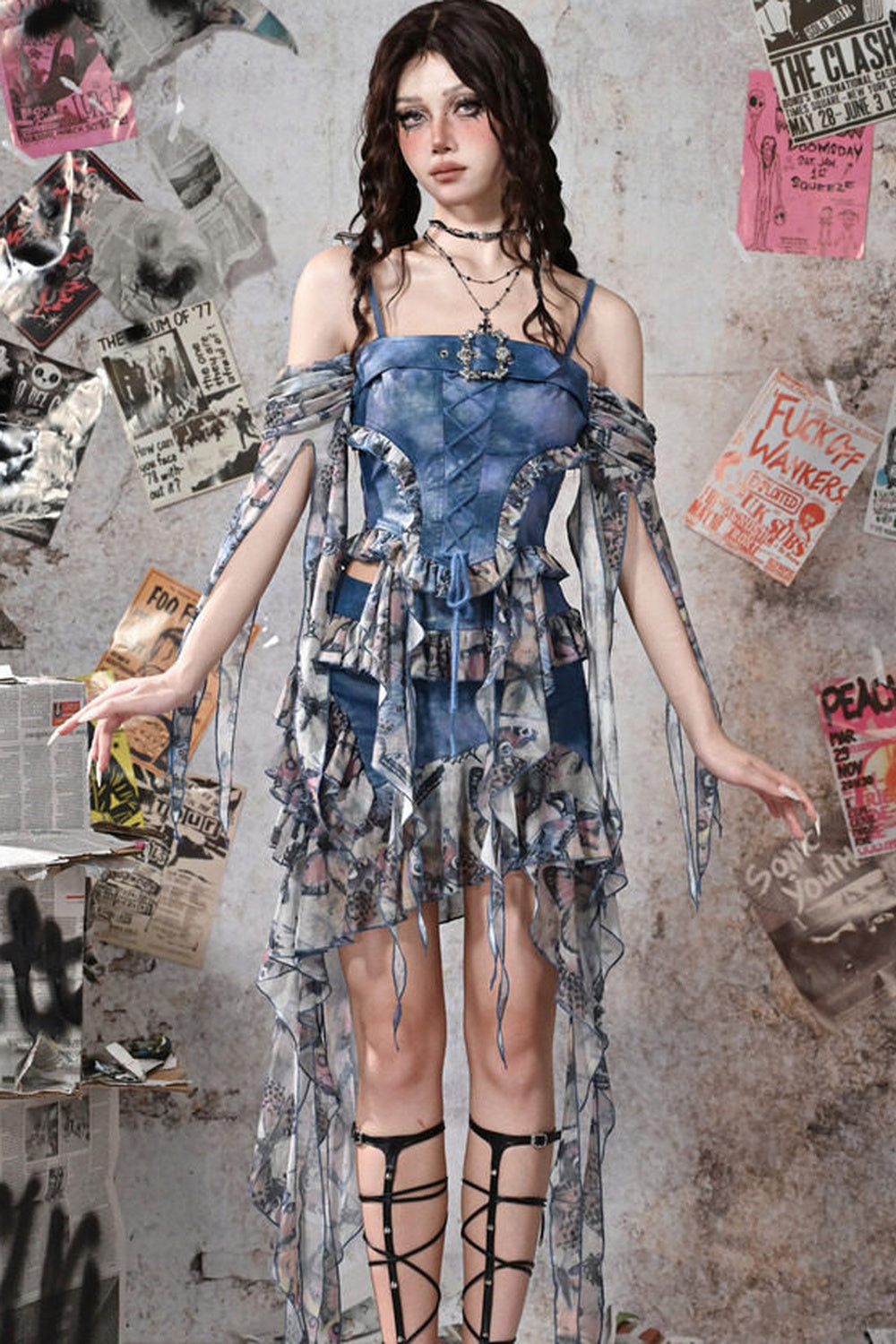 Butterfly Print Off-Shoulder Camisole