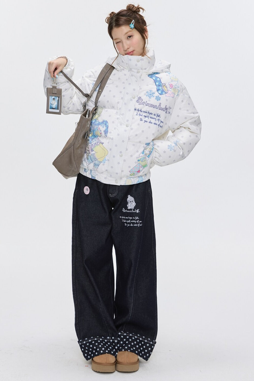 Star Polka Dot Hooded Down Jacket