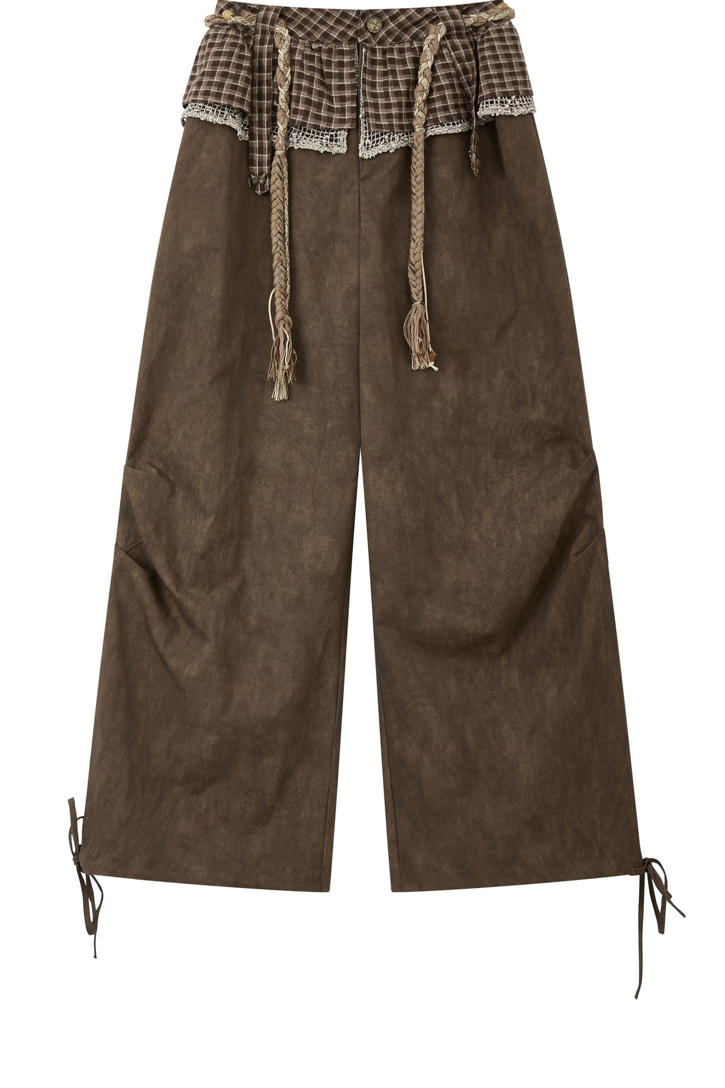 Plaid Tie-Waist Wide Leg Pants