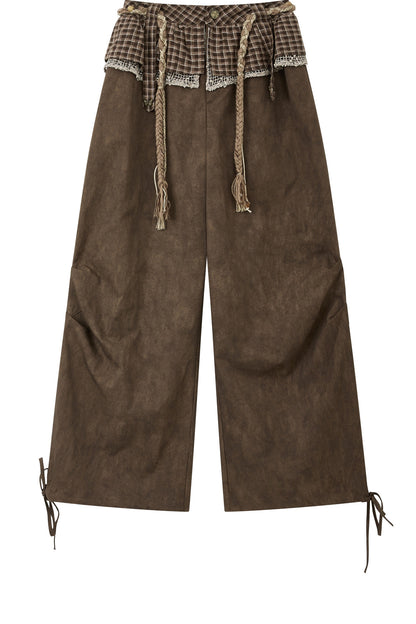 Plaid Tie-Waist Wide Leg Pants