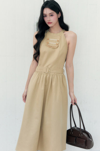 Apricot Napoleon-Cape-Kleid-Set-Up
