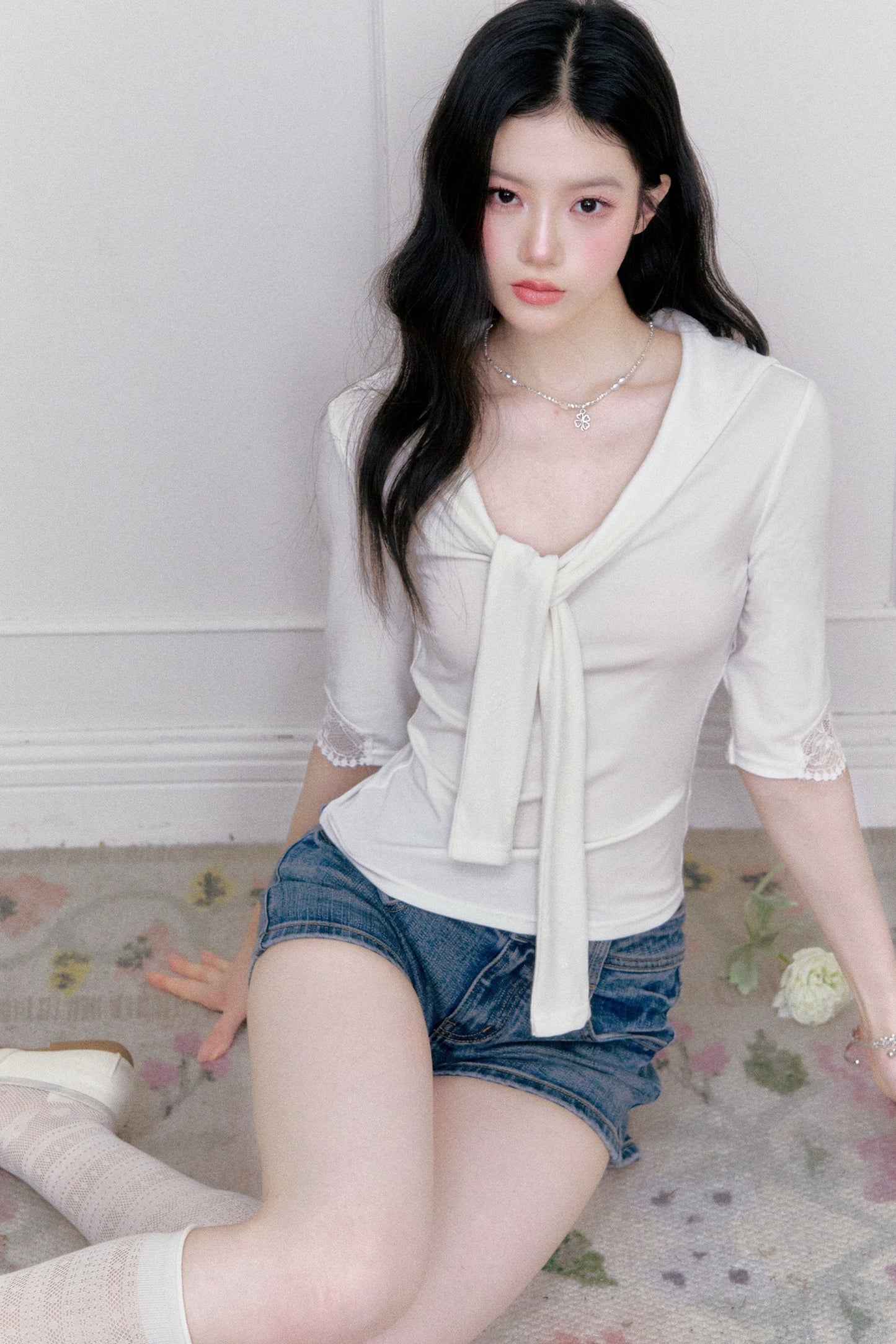 Glass Sugar Lace-Up Top Set-Up