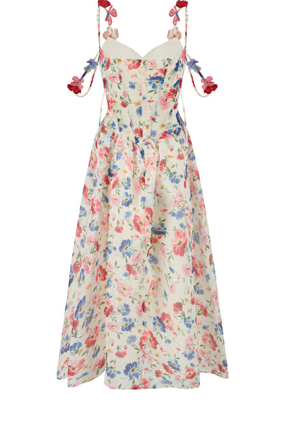 French Romantic Floral Printed Dress