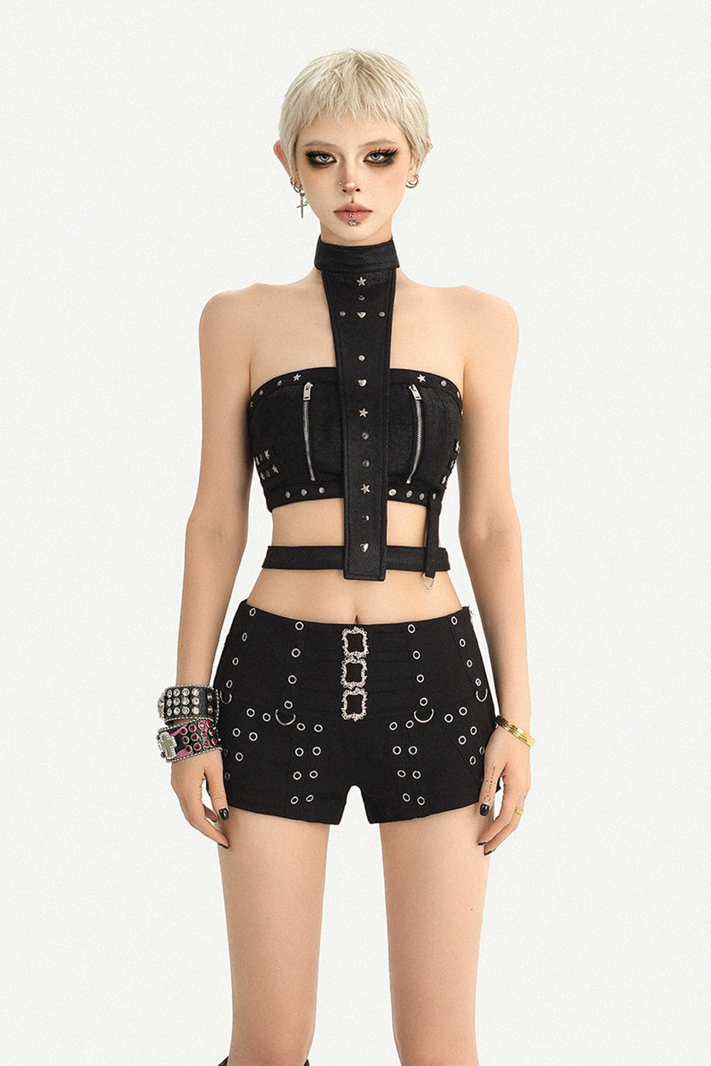 Punk Style Studded Shorts
