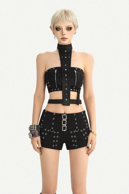Punk Style Studded Shorts