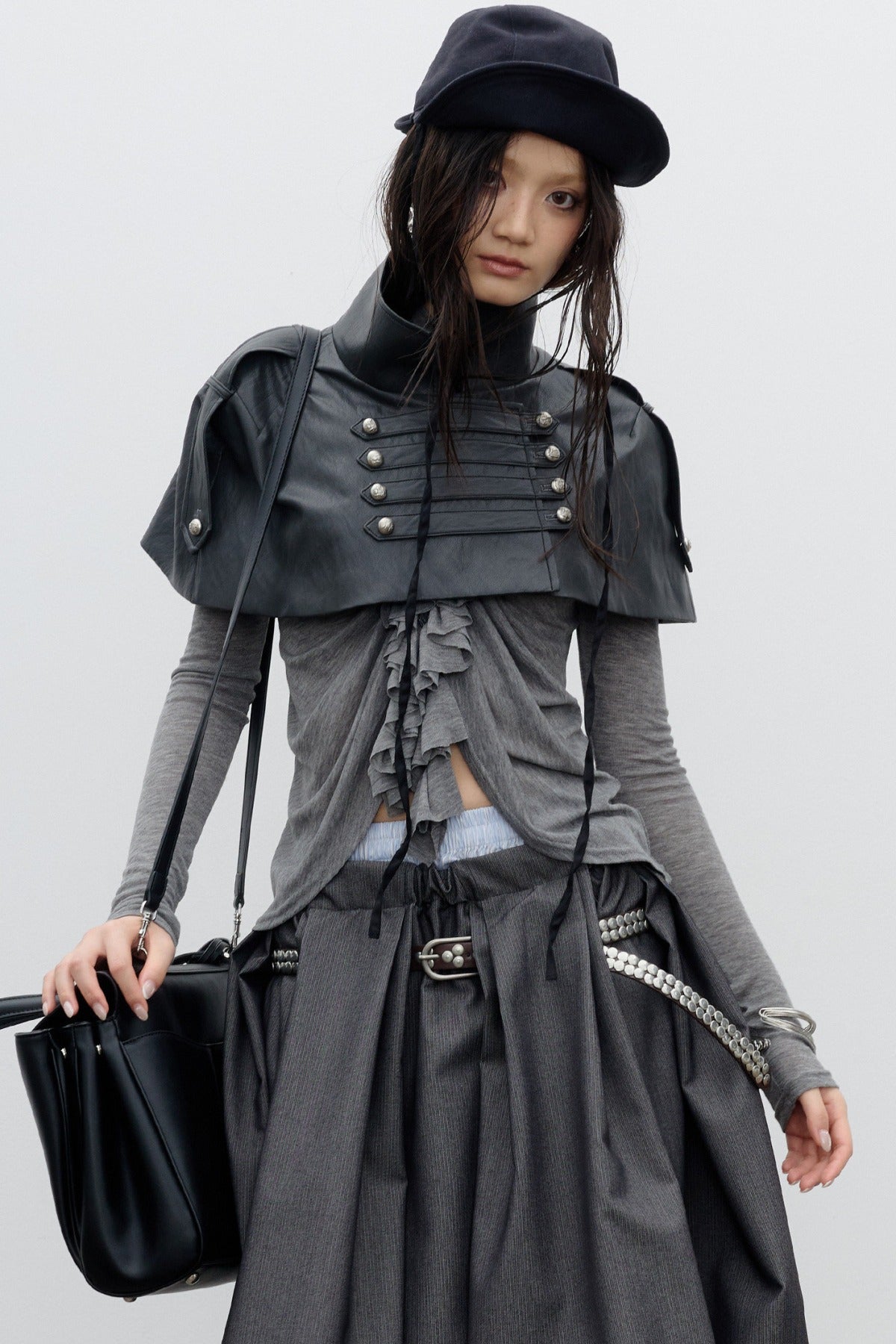 Double Waistband Pleated Bubble Skirt