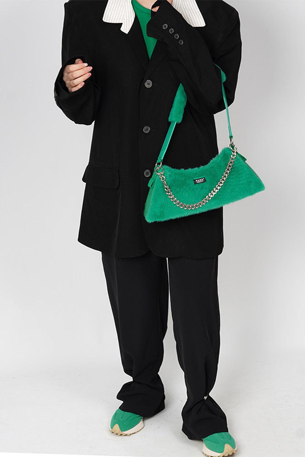Solid Color Fur Underarm Crossbody Shoulder Bag