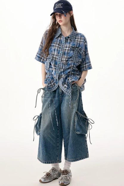 Blue Plaid Short Sleeve Shirt