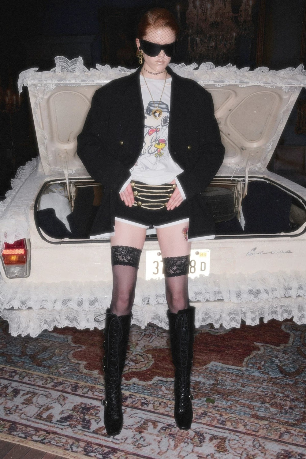 Layered-Look Double-Breasted Blazer