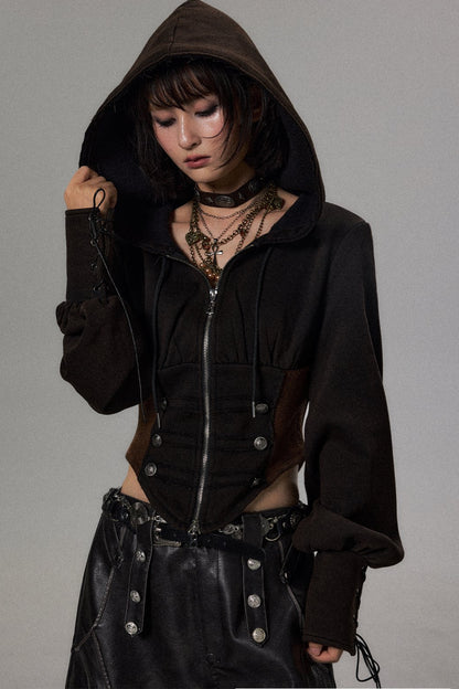 Vintage Waist-Cinching Short Cardigan Top