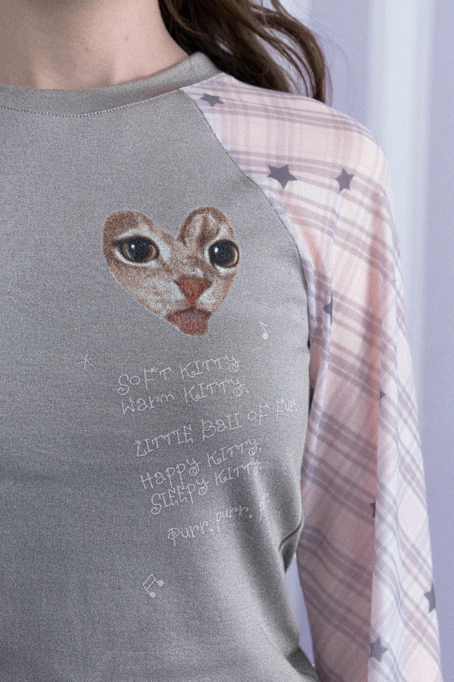 Cat Print Raglan T-Shirt