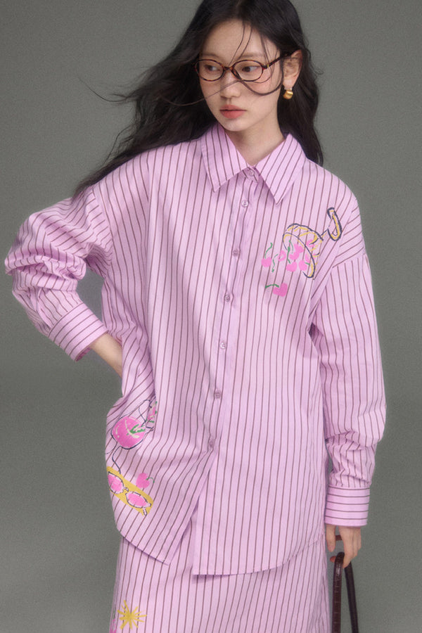 Holiday Striped Long-Sleeve Shirt and Pants Set-Up