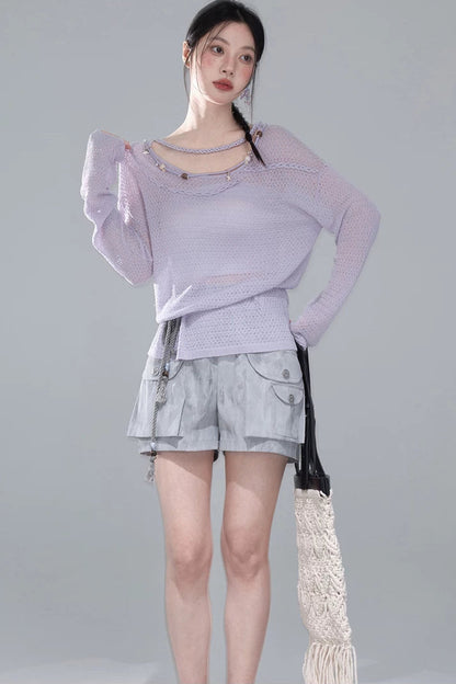 Mica Gray Gradient Shorts Set