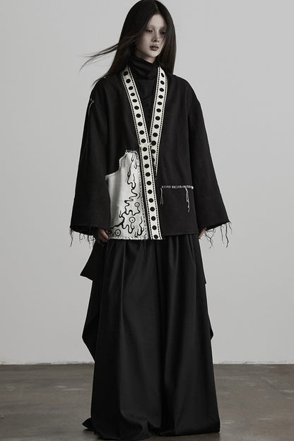 Loose Chinese Embroidered Cotton Linen Jacket