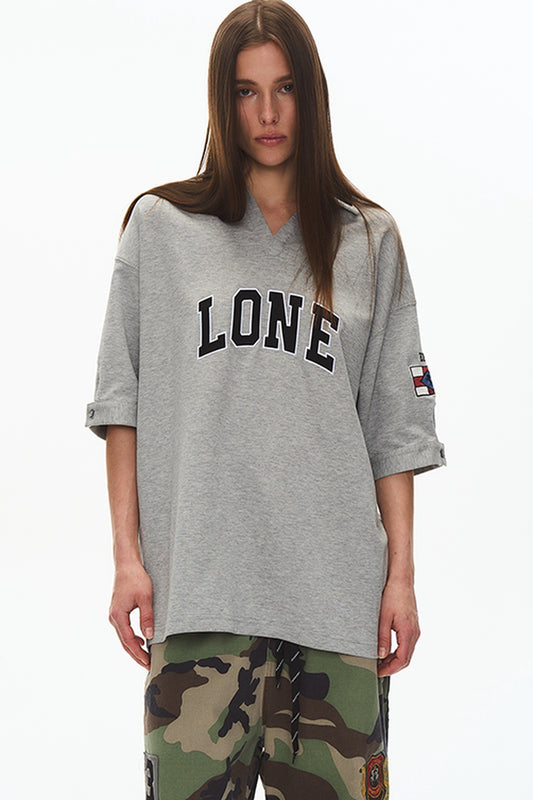 Retro Color-Block Letter Embroidered T-Shirt