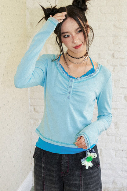 Slim Fit Short High-Stretch Knit T-Shirt Set-Up