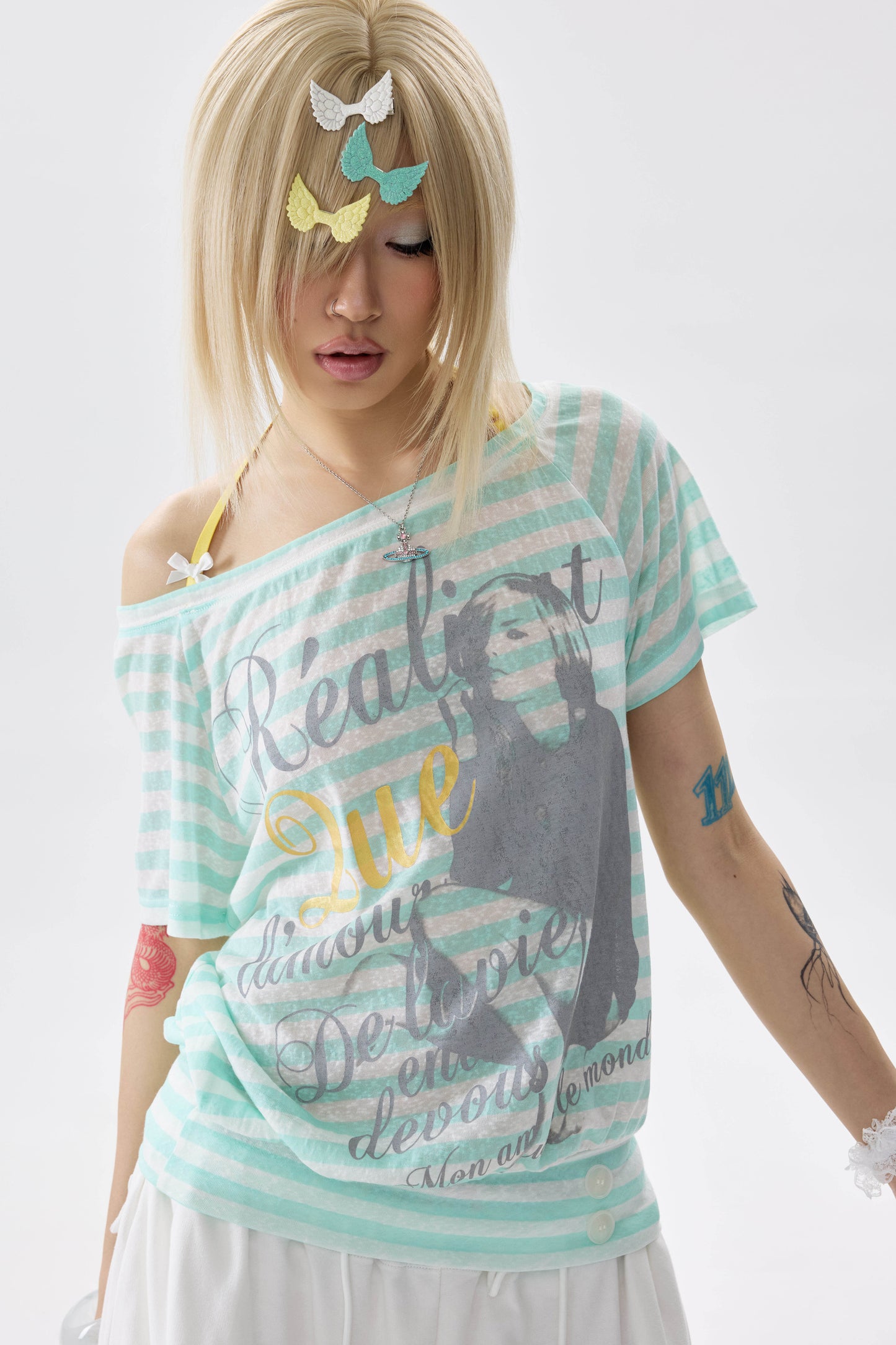 Striped Bow-Detail Top