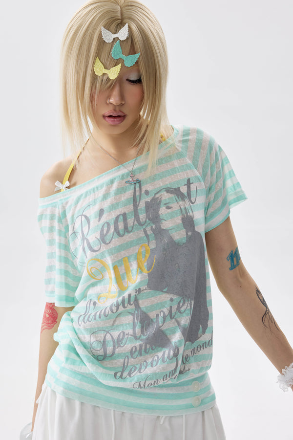 Striped Bow-Detail Top