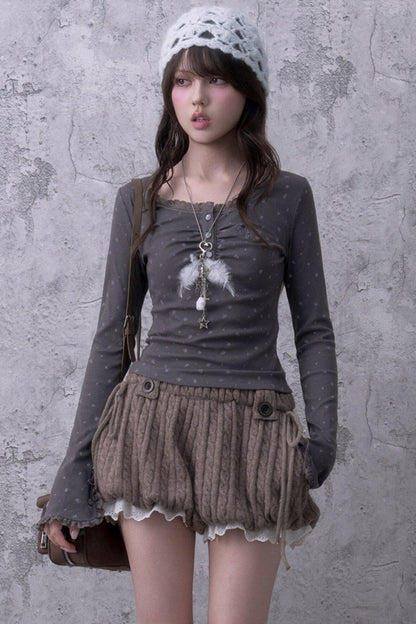 Soft Cable Knit Lantern Shorts