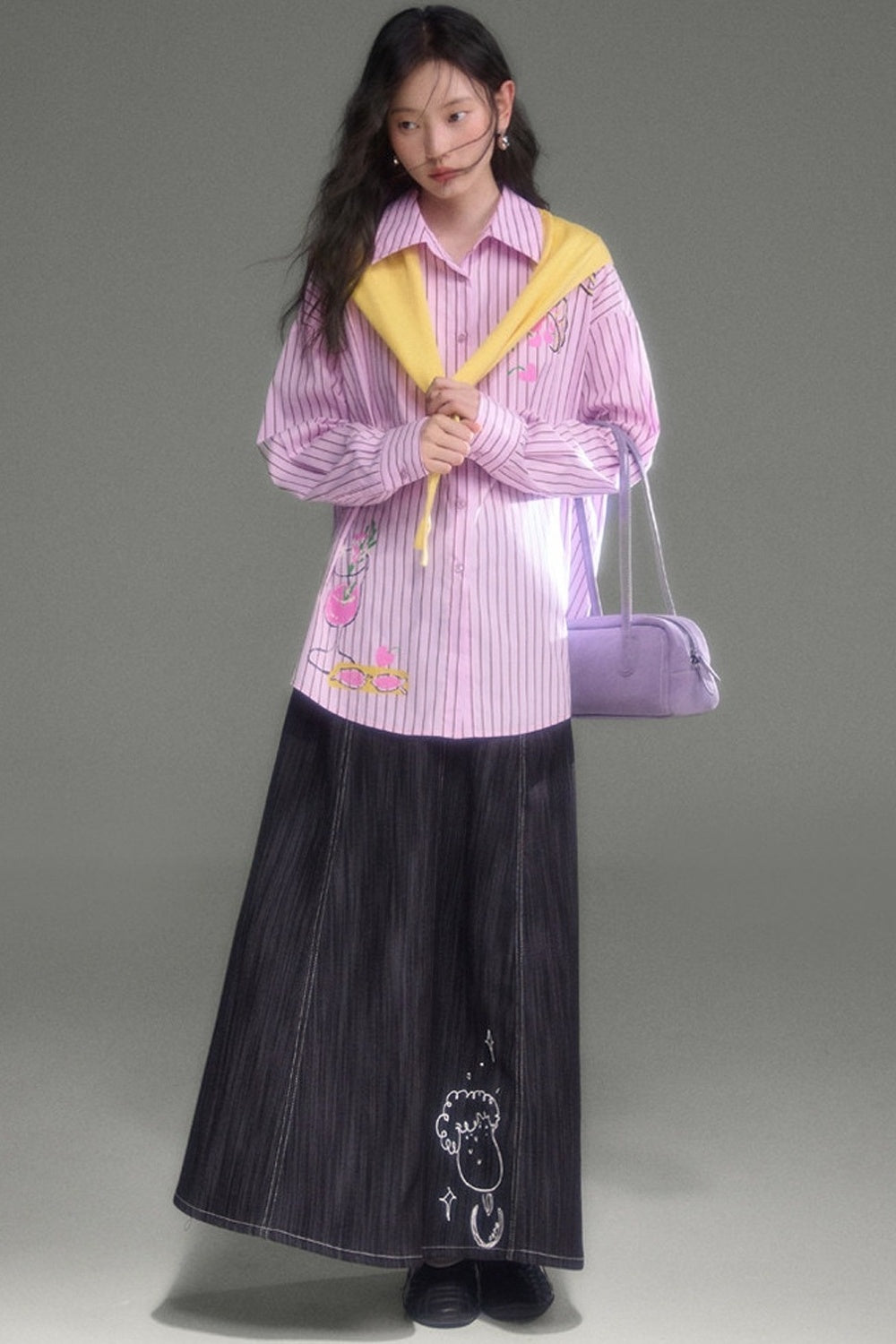 Holiday Striped Long-Sleeve Shirt and Pants Set-Up