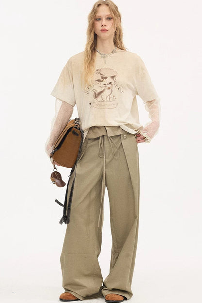 Vintage Distressed Layered Beige Tee