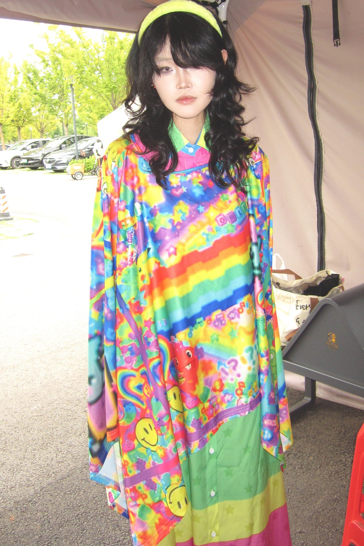 Rainbow Smiley Print Oversized Top