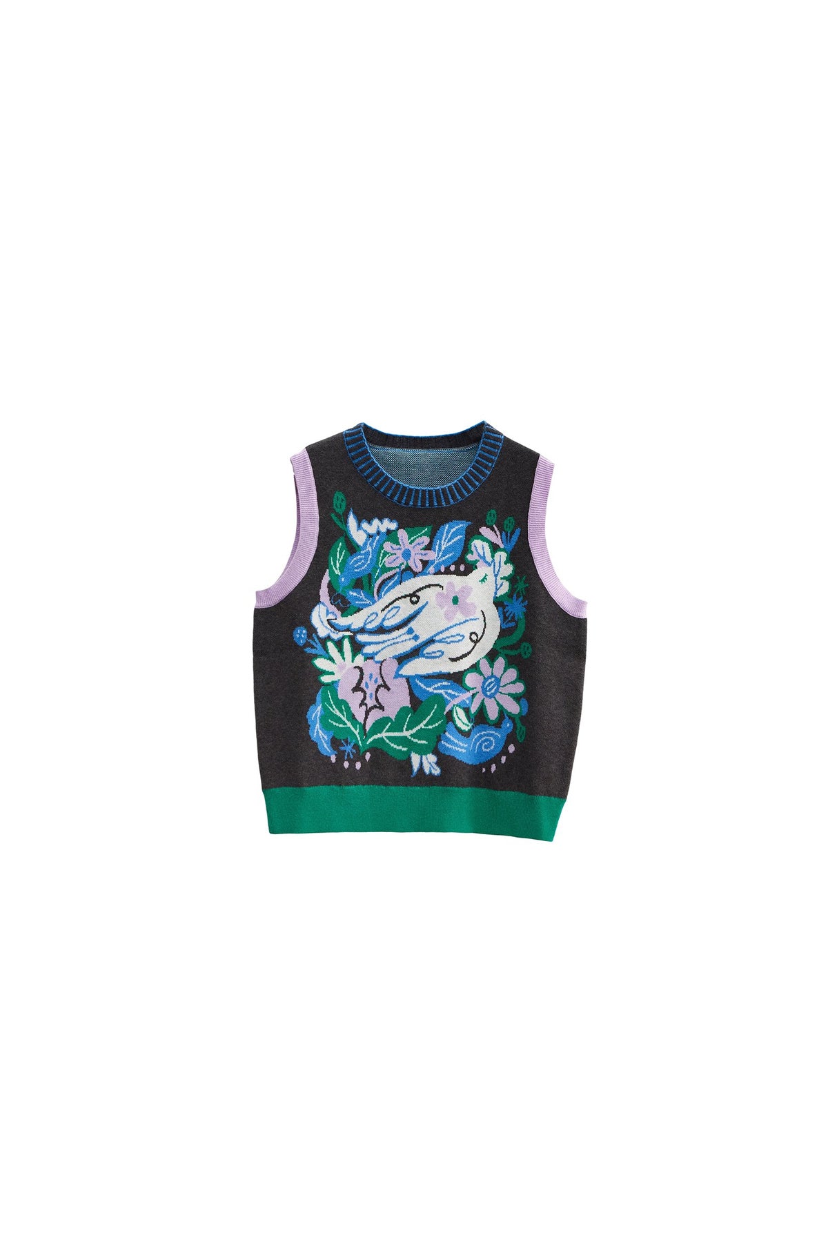 Nightingale Rose Bird Jacquard Knit Cardigan Vest and Skirt Set-Up