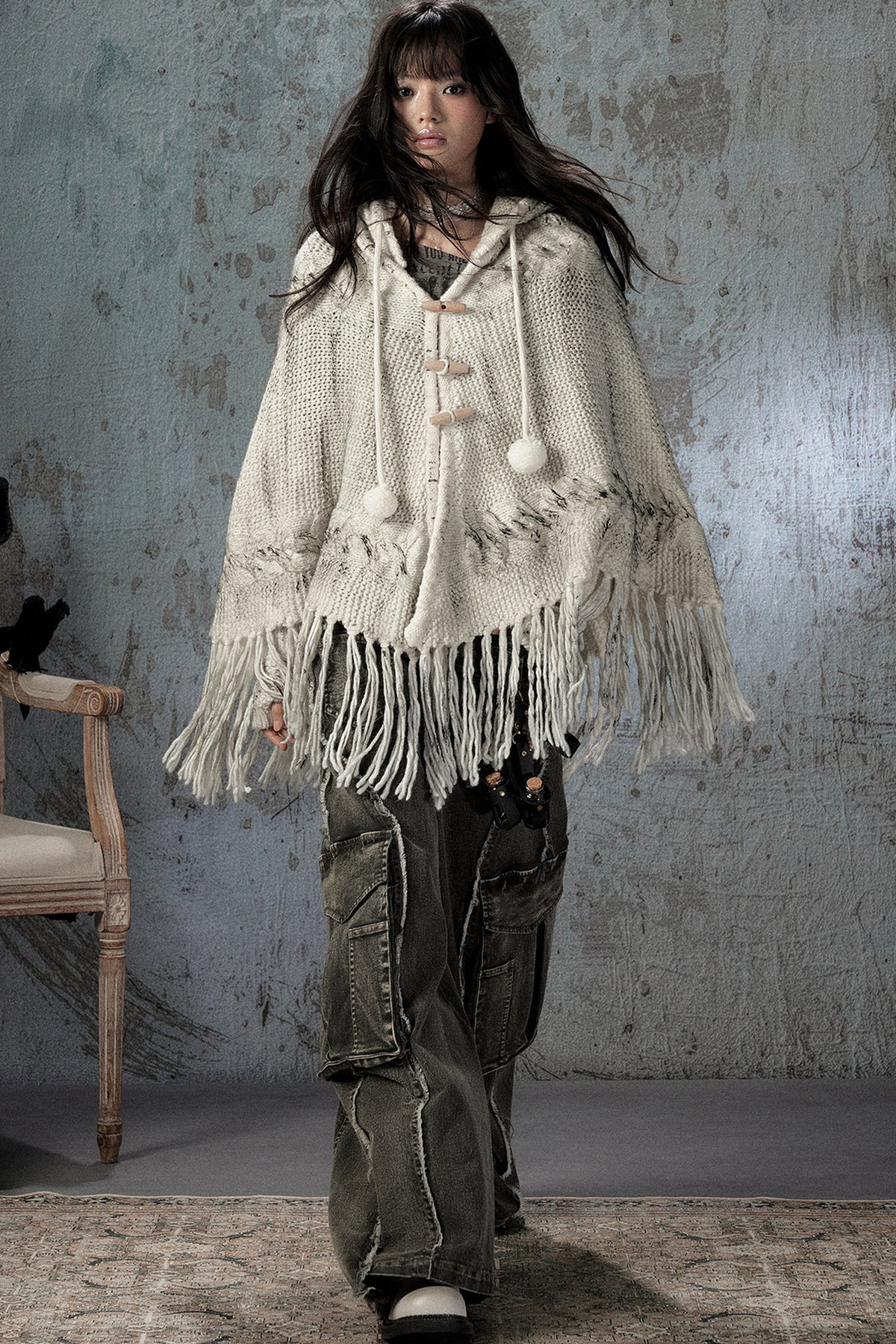 Knitted Hooded Cape