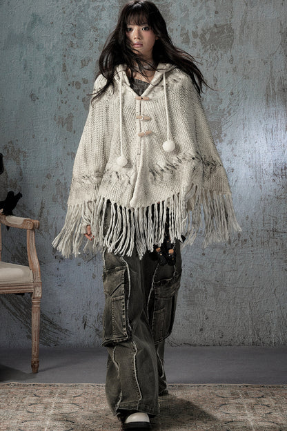 Knitted Hooded Cape