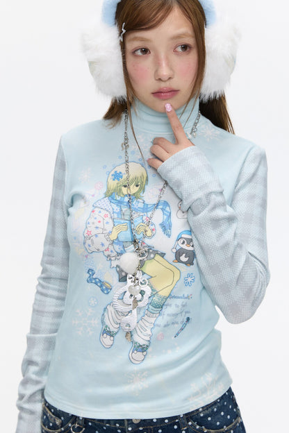 Octopus Grass Half-Turtleneck Top