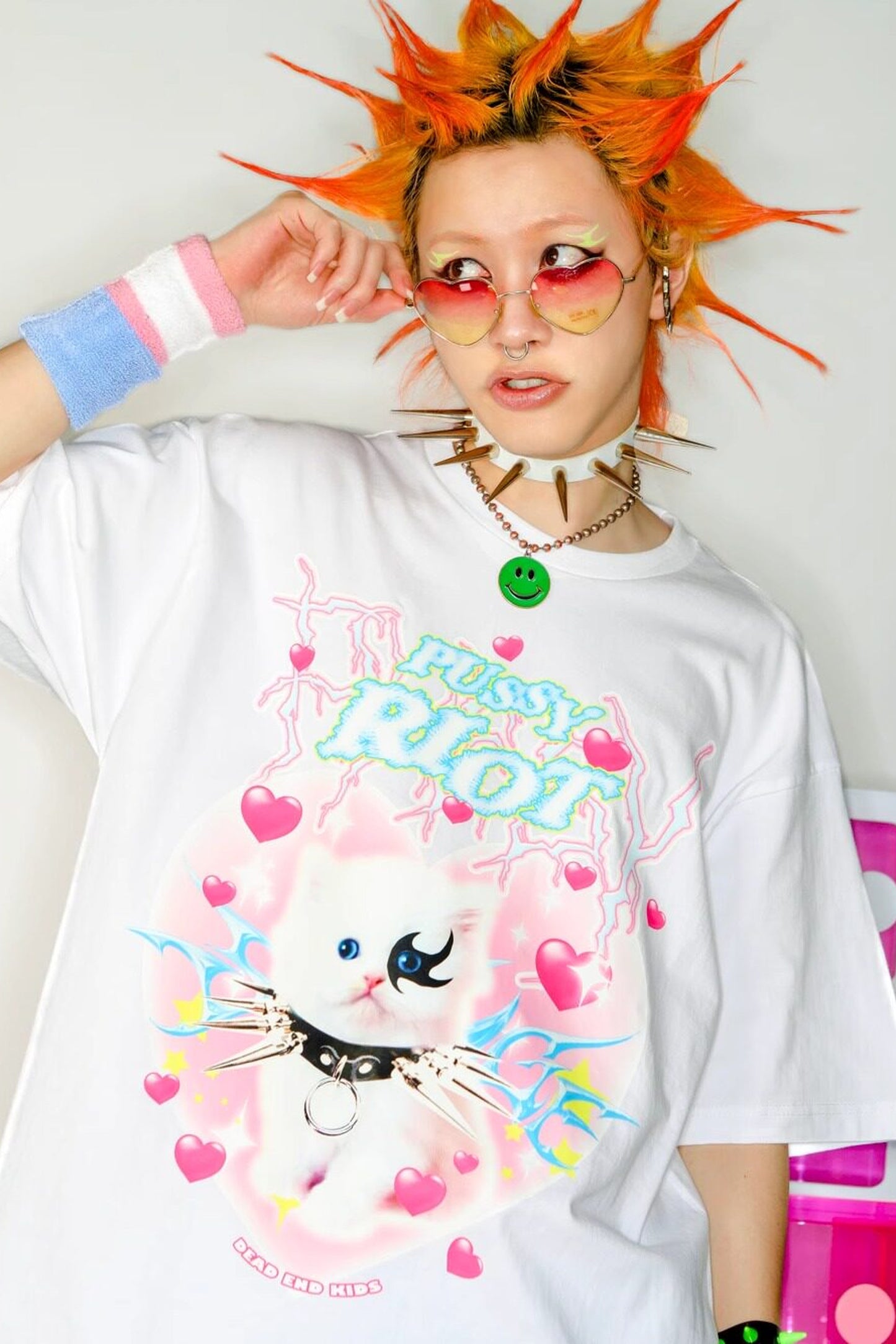 Y2K Punk Cat Oversize Blouse
