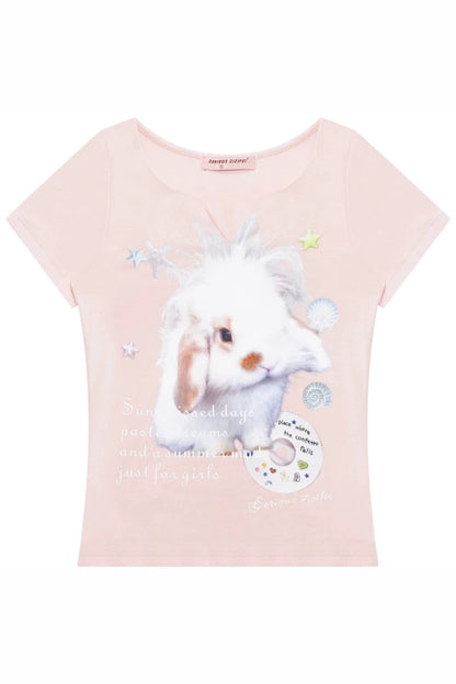 Fuzzy Bunny V-Neck Top