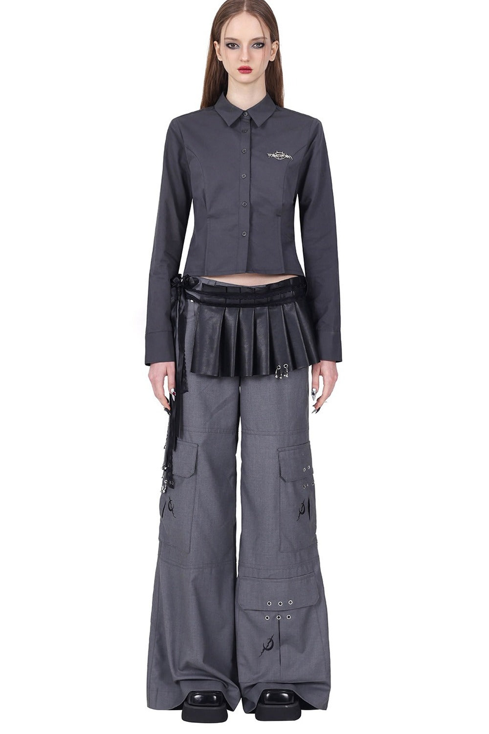Y3K Structural Spliced Long Sleeve Shirt