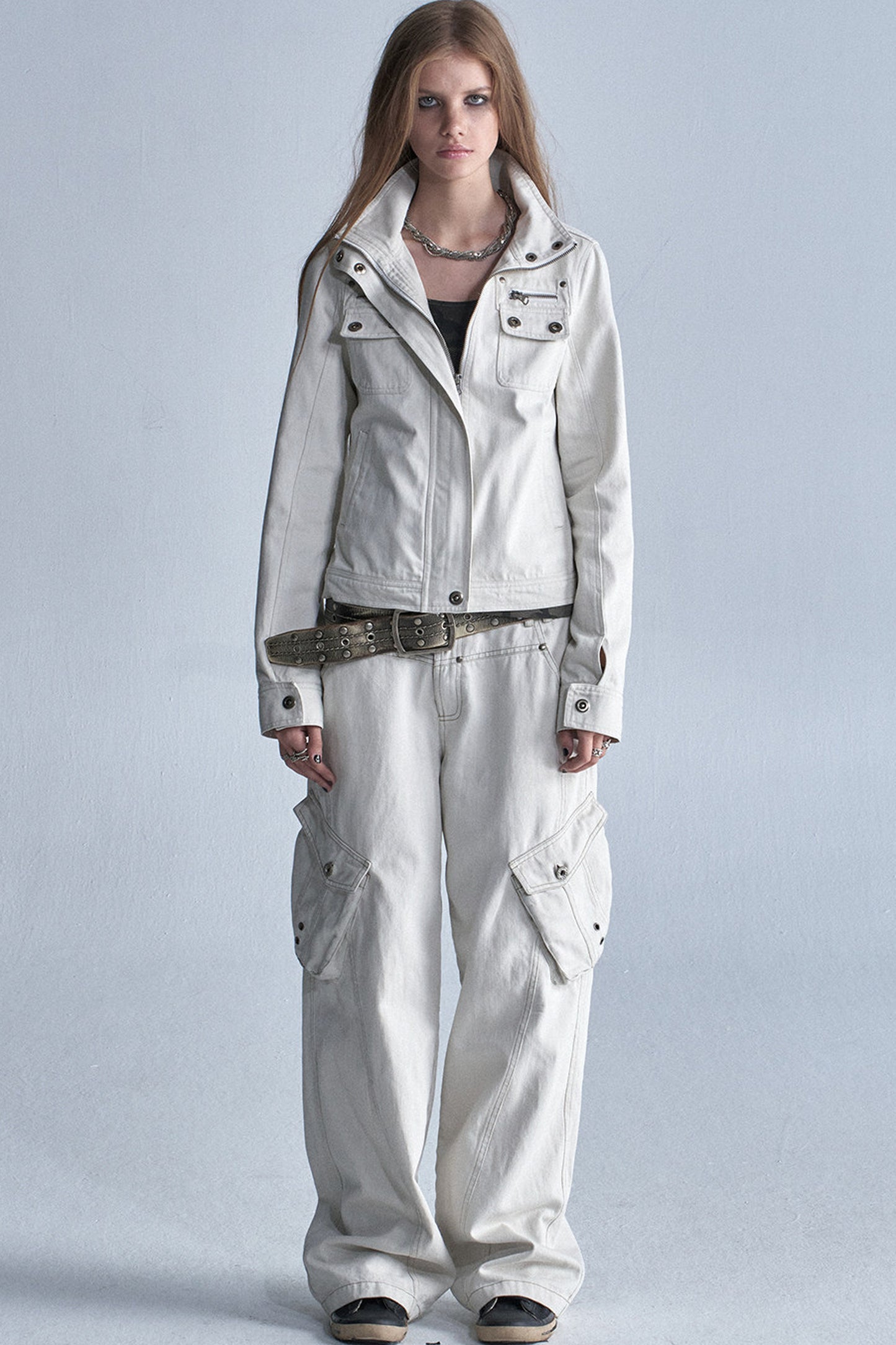 Tencel Cotton Color-Blocked Cargo Pants