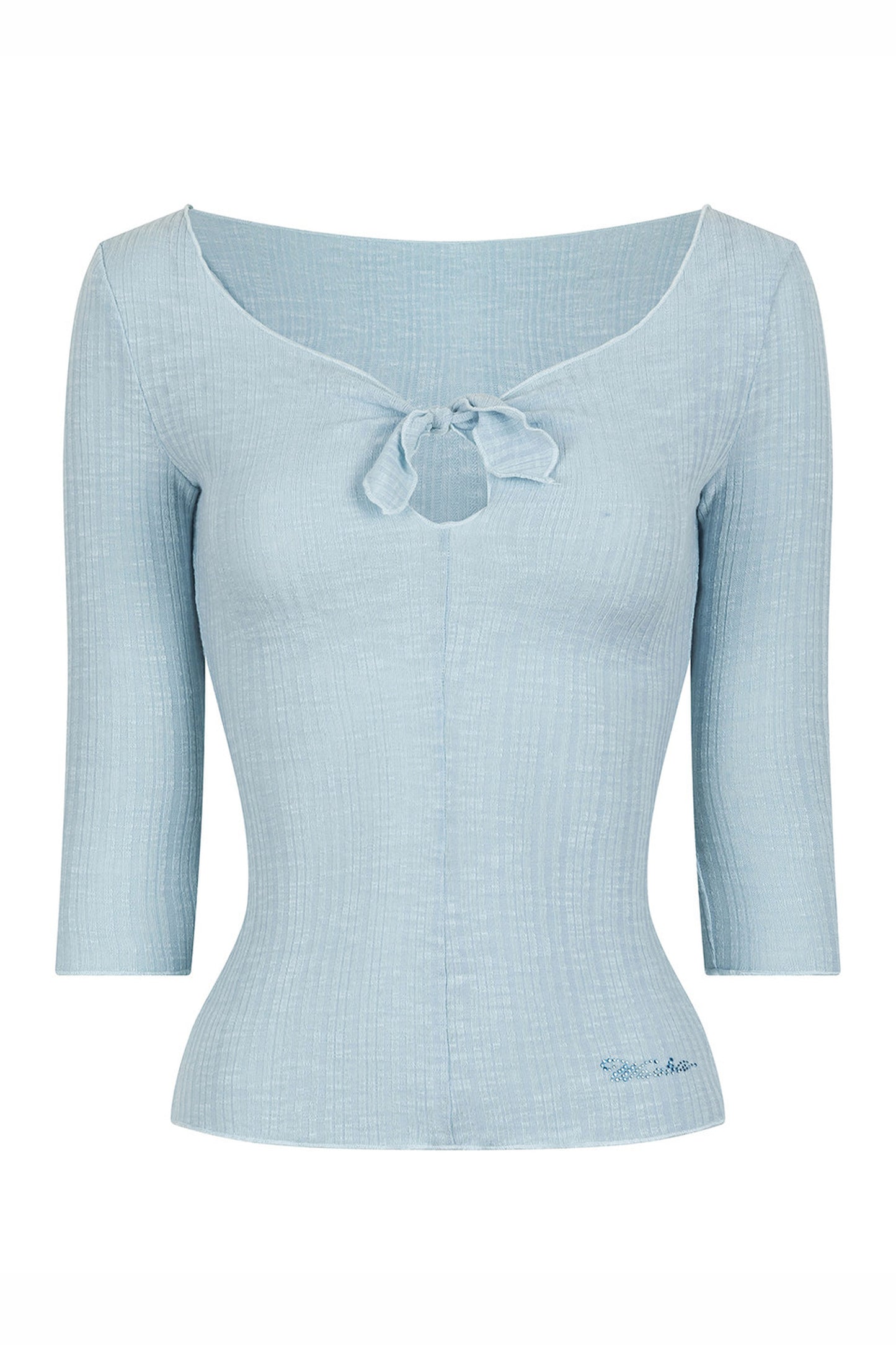 Solid Color Mid-Sleeve Hollow Blouse