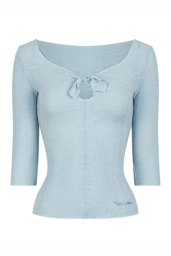 Solid Color Mid-Sleeve Hollow Blouse