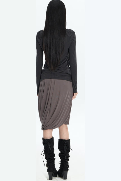 Rhinestone Waistband Asymmetrical Pleated Skirt