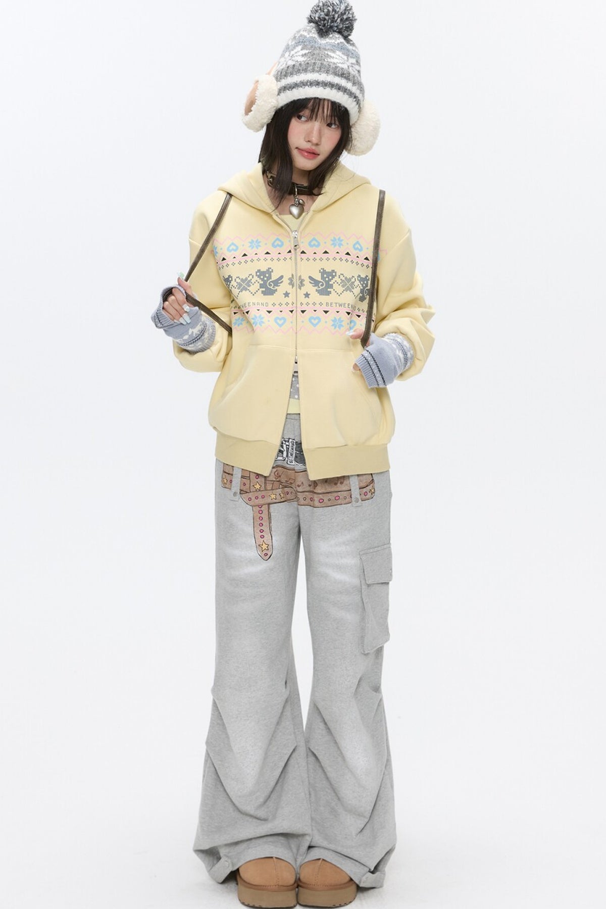 Yellow Bear Fair Isle Hoodie