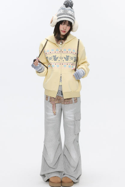 Yellow Bear Fair Isle Hoodie
