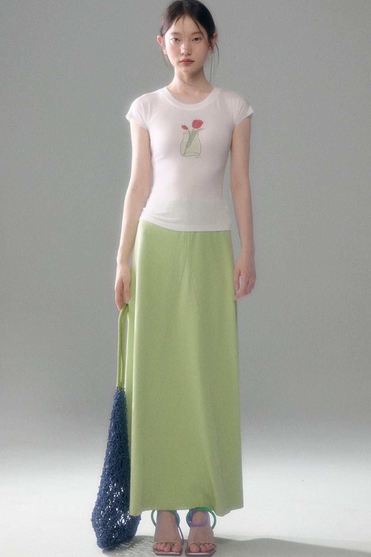 Cotton Blend A-Line Skirt