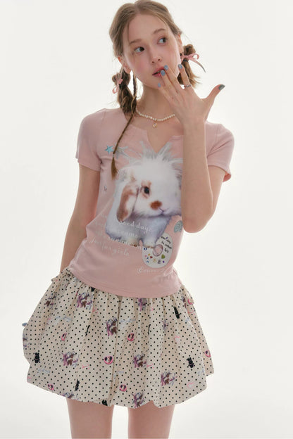 Fuzzy Bunny V-Neck Top