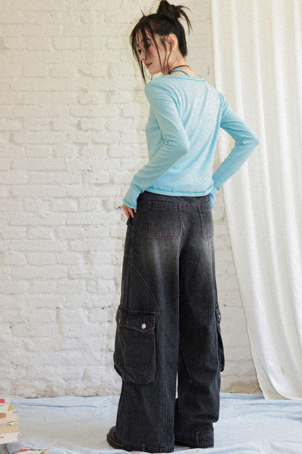 Vintage Wide-Leg Cargo Jeans